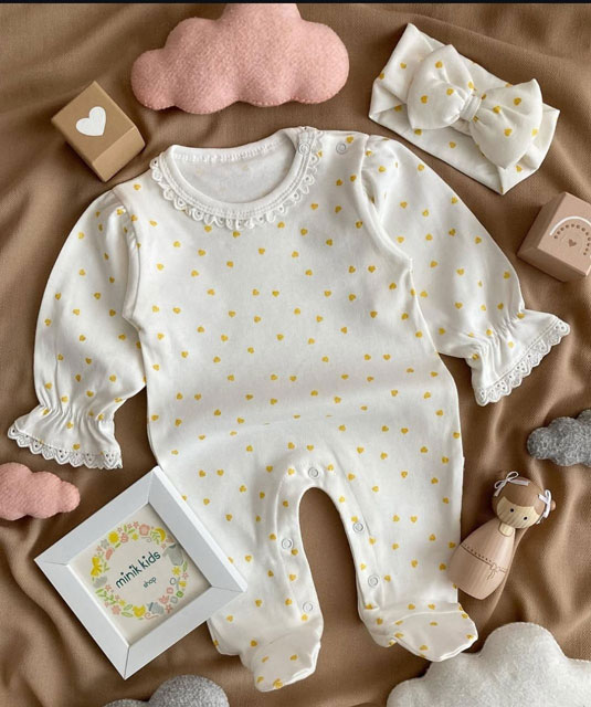 ست سرهمی جورابدار و هدبند قلب طلایی 