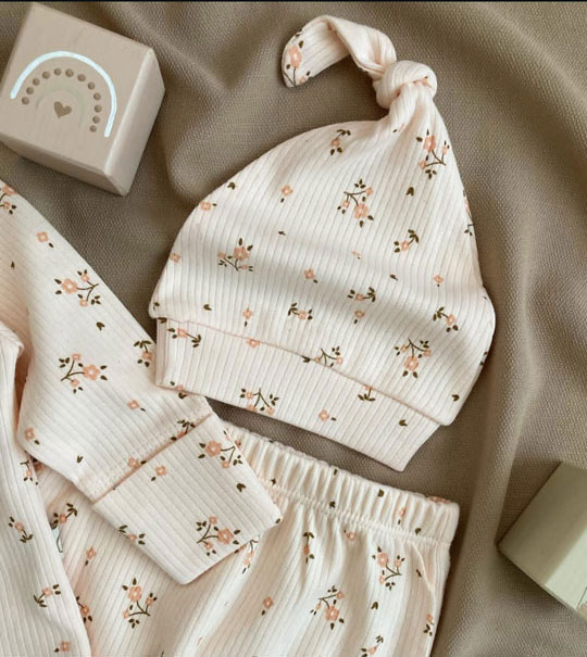 ست 3 تیکه بیمارستانی صورتی گلدار