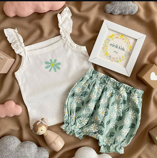 ست تاپ و شرتک بابونه